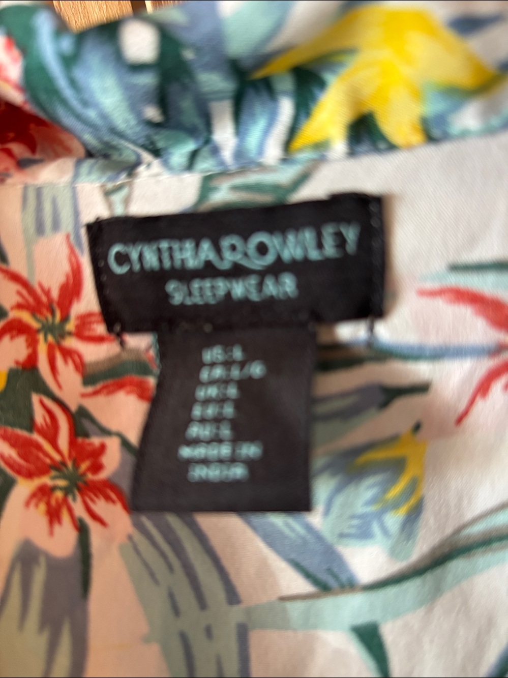 Cynthia Rowley White Tropical Floral Pajama Set Large - Picture 4 of 5